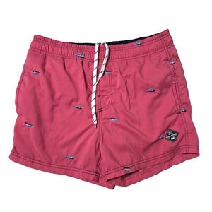 Fullsand Men's Pink Swim Trunks Sz Medium Nautical Pennant Flag Blue Y2K